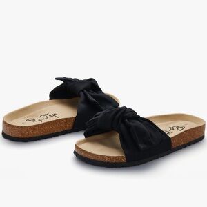 PEP STEP•12• BLACK CANVAS BOW TIE COMFY SLIDES
